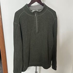 Men's Tommy Bahama Reversible Forest Green and Gray Zip-Up Sweater